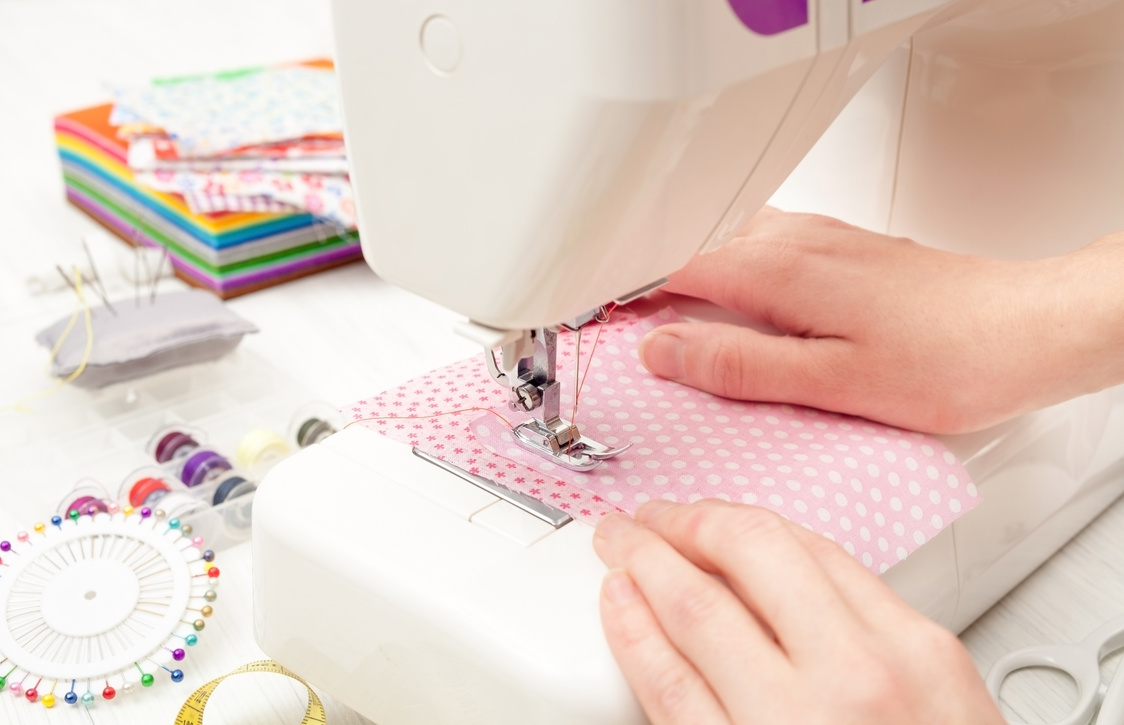 sewing, sewing on the sewing machine, sewing supplies, colored s